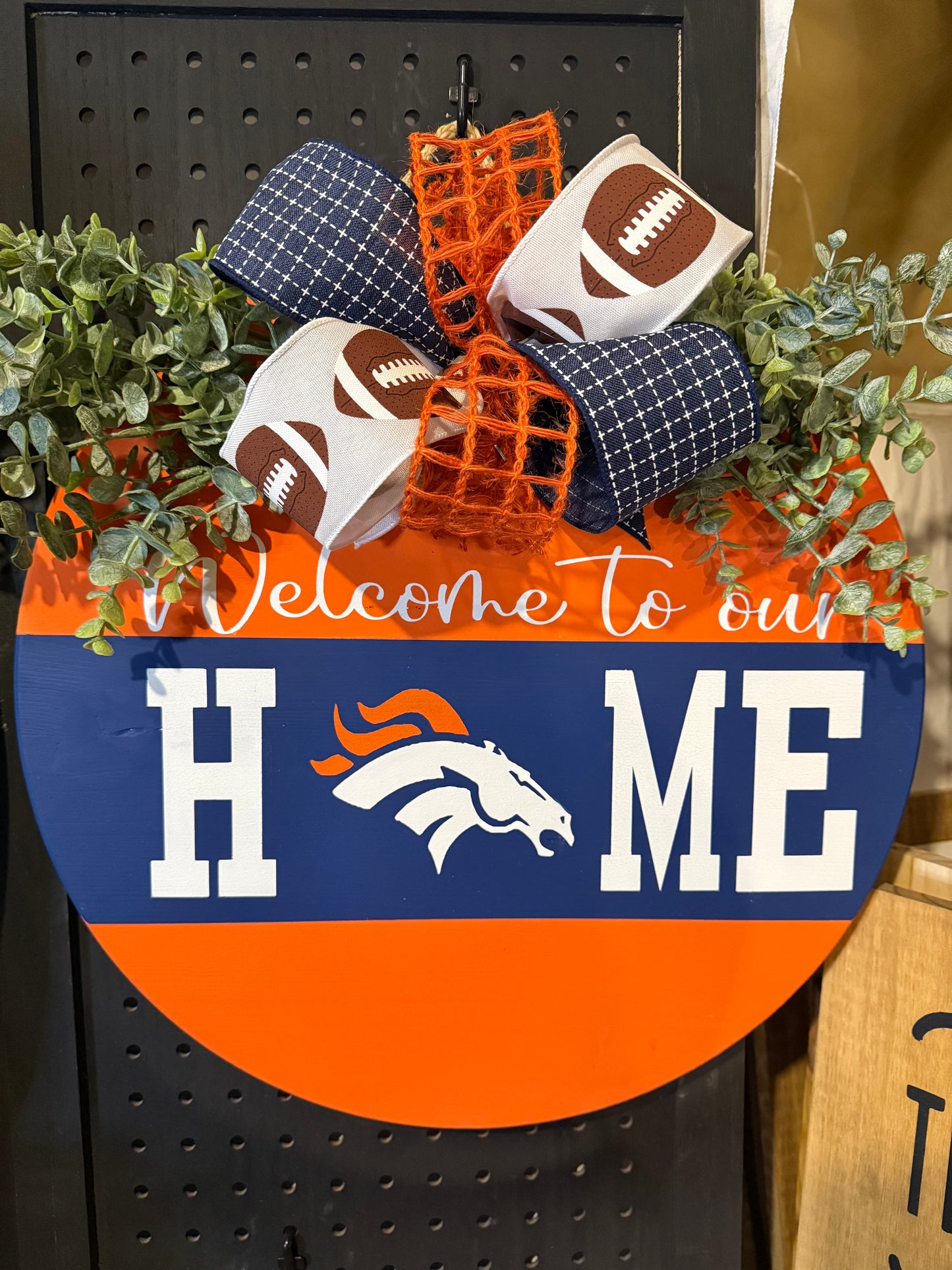 18” Door Hanger - Broncos - can customize to any team