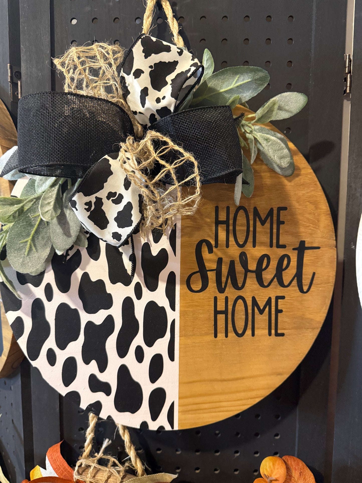 Door Hanger - Cow print with Home sweet home