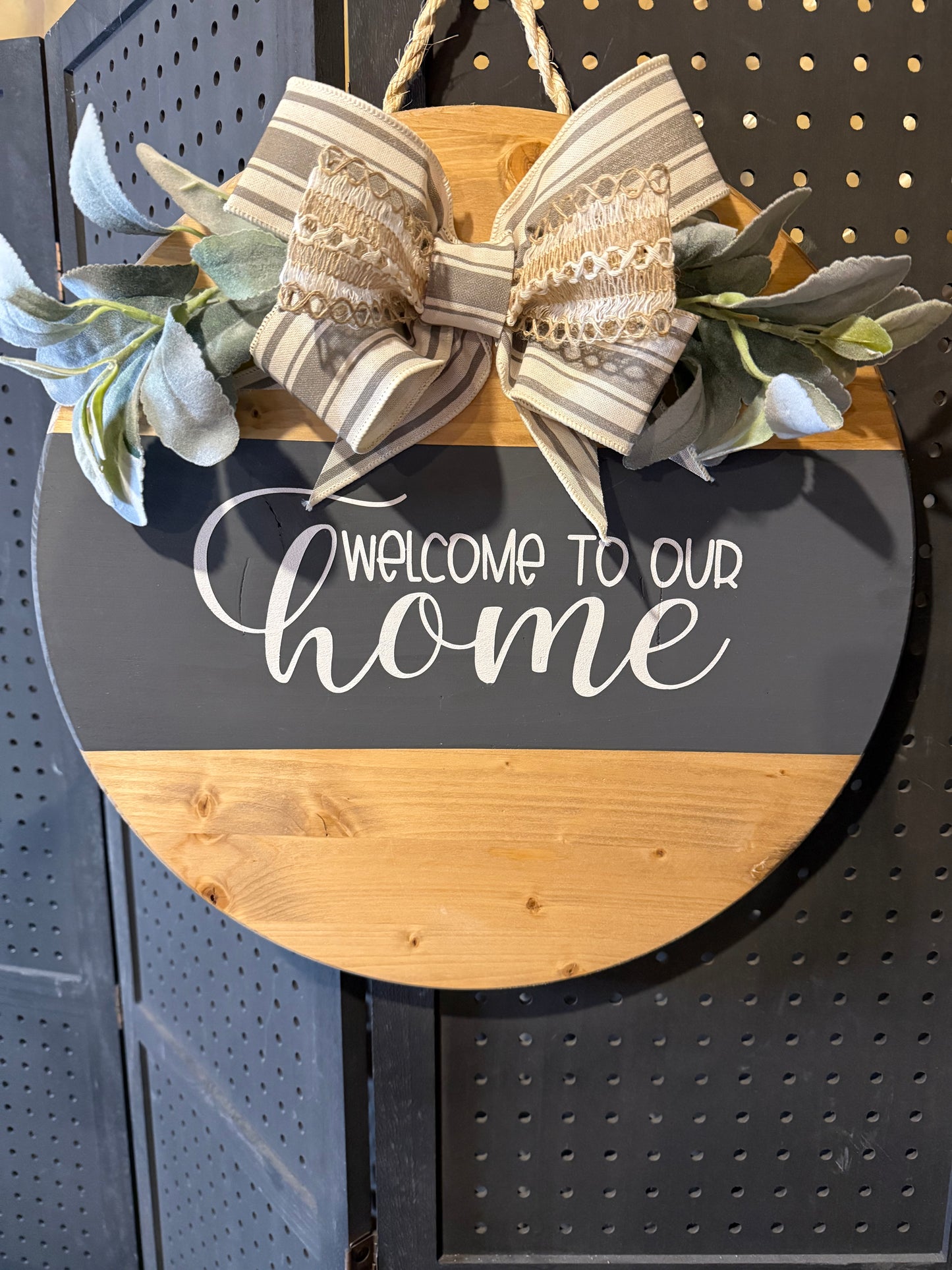 Door Hanger - Welcome to our home - dark gray