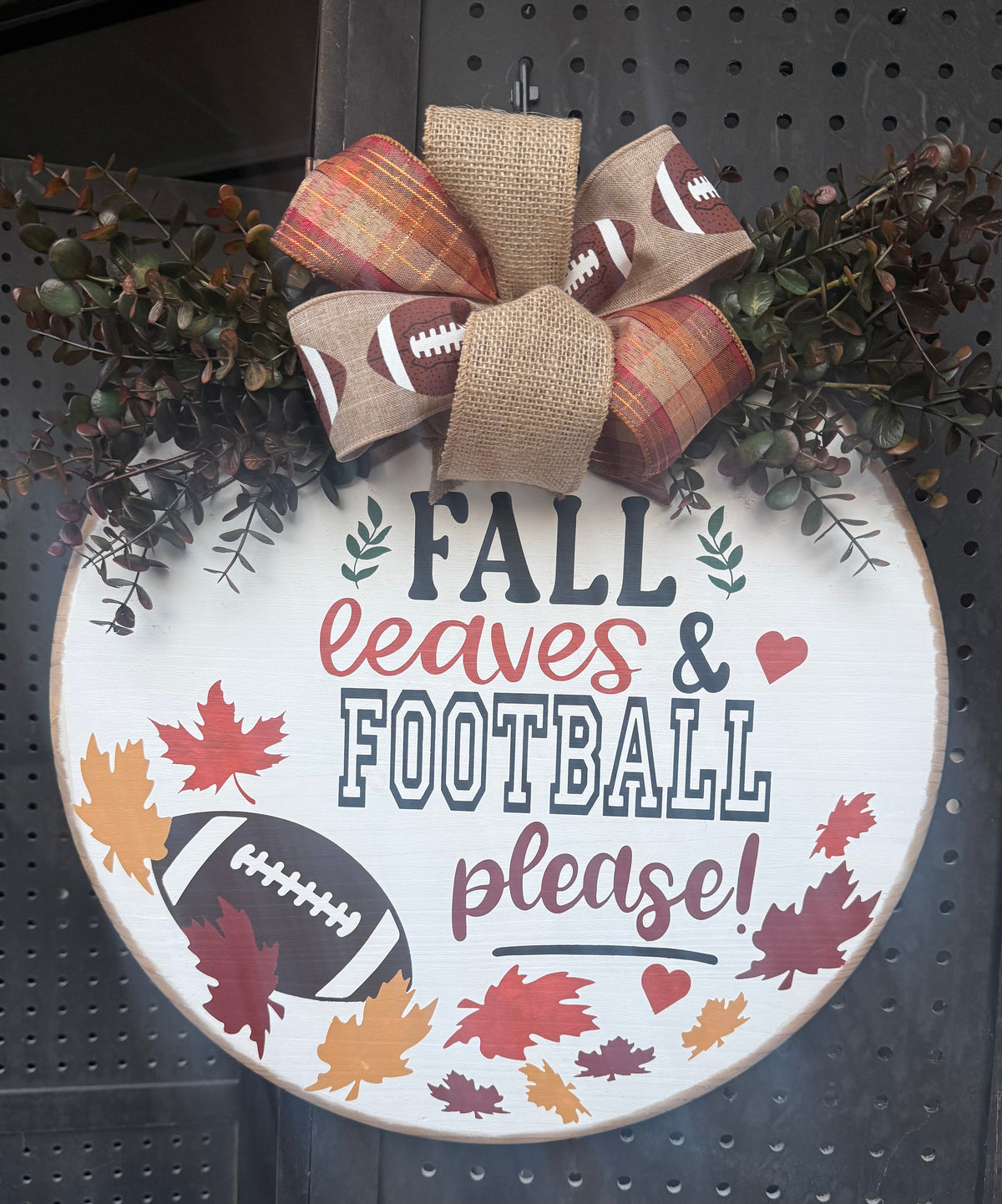 18” Door Hanger - Fall leaves and football please