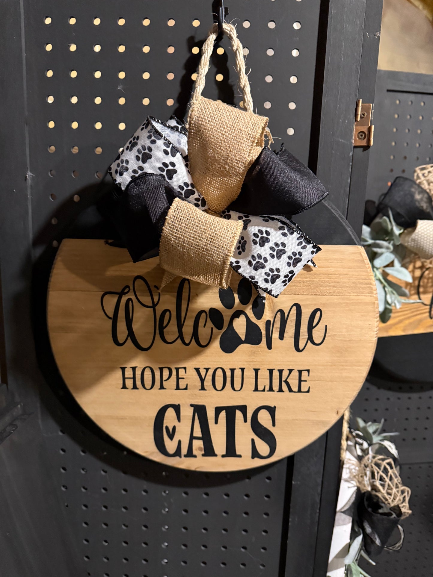 15” Door Hanger - Hope you like cats