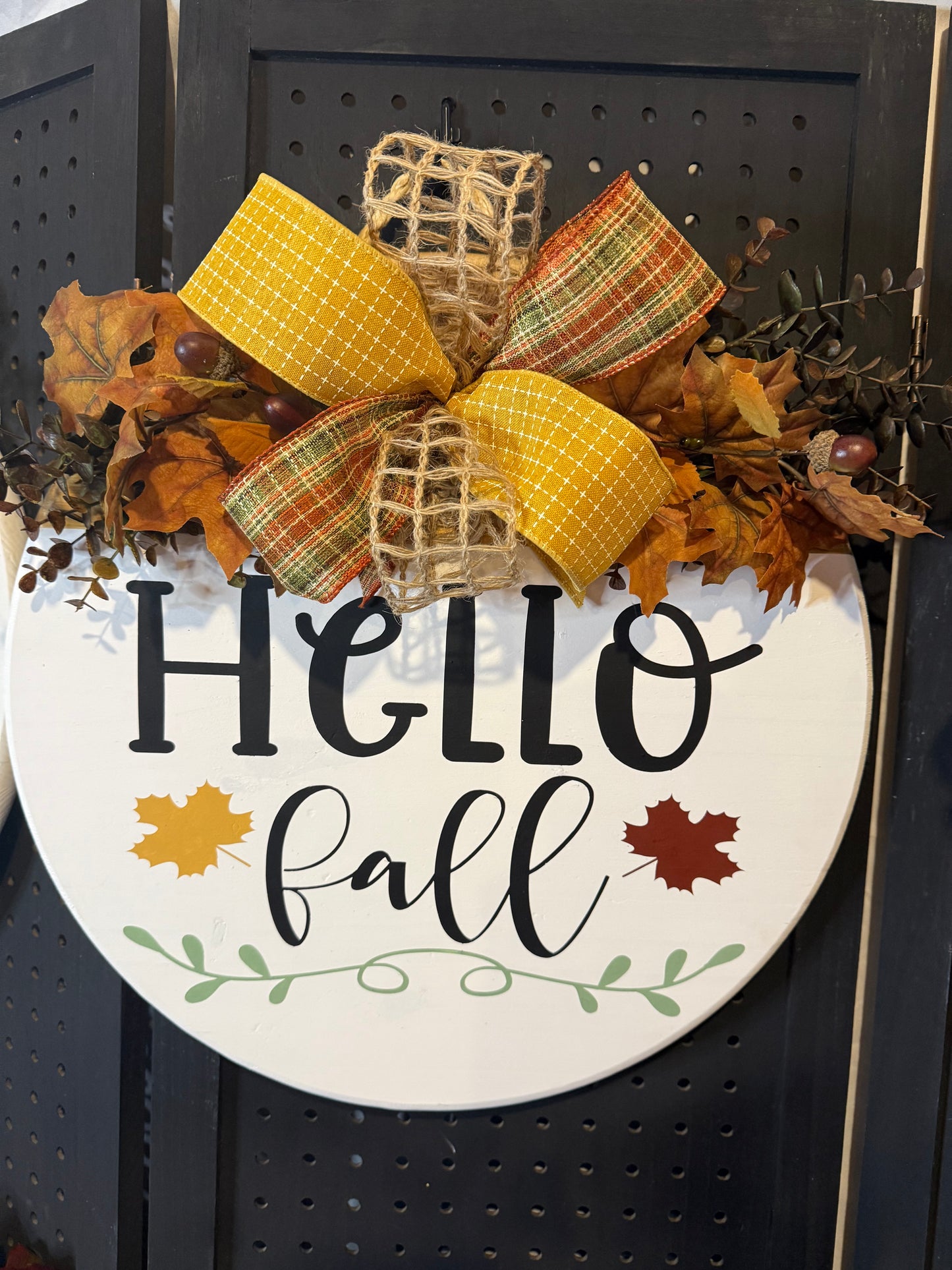 Door Hanger - Hello Fall with leaves