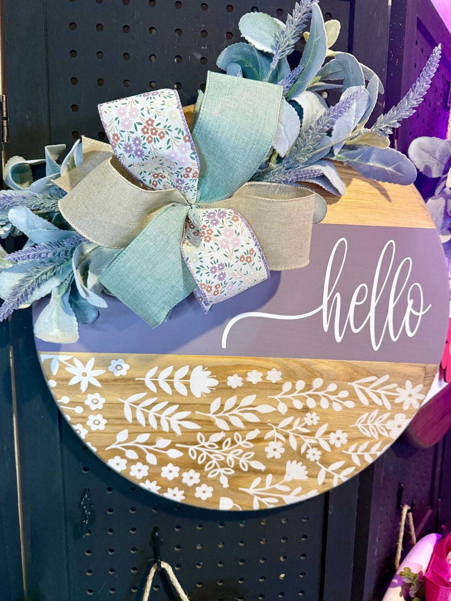 18” Door Hanger - Hello with lavender