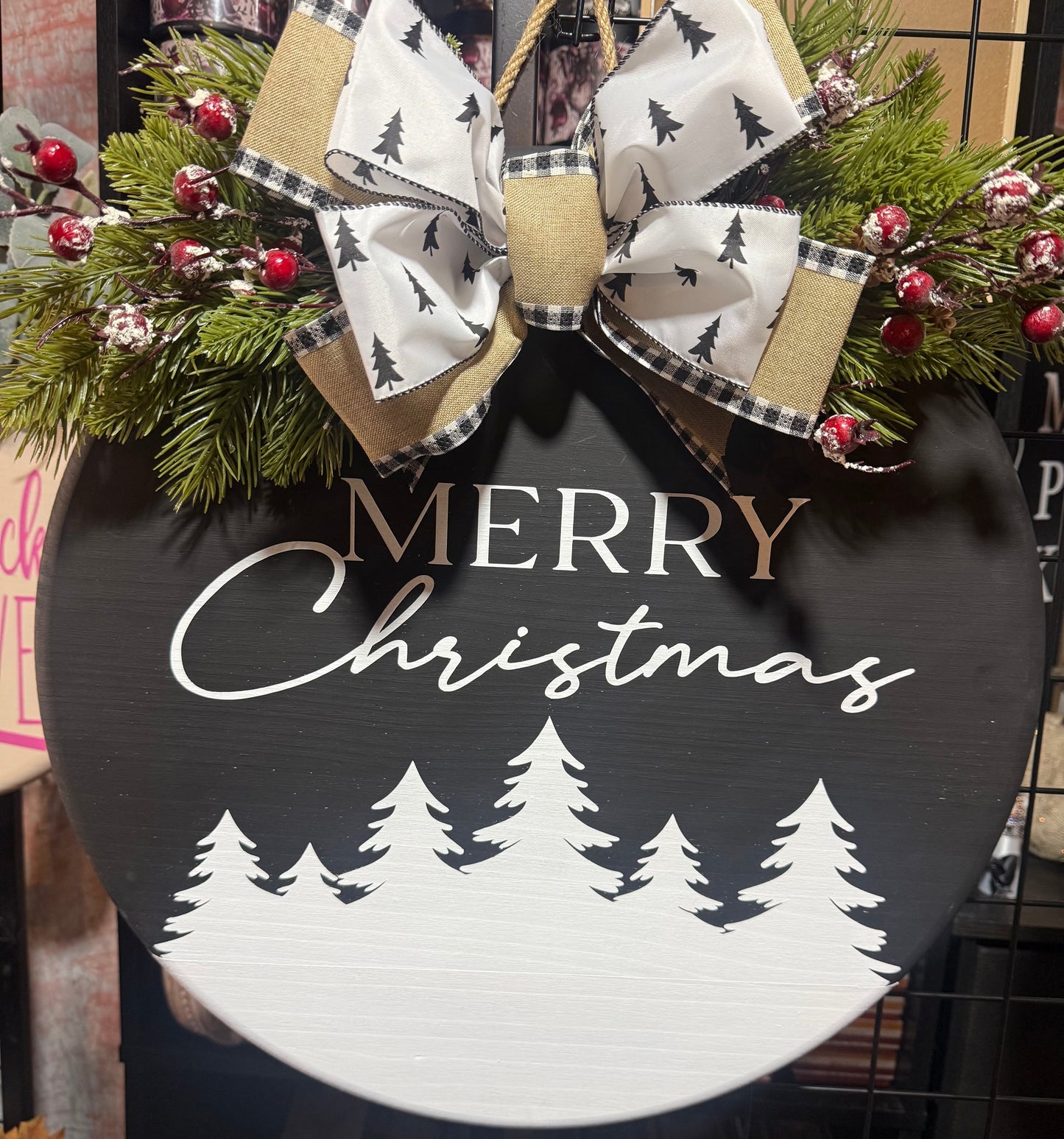 18” Door Hanger - Merry Christmas - Black and white