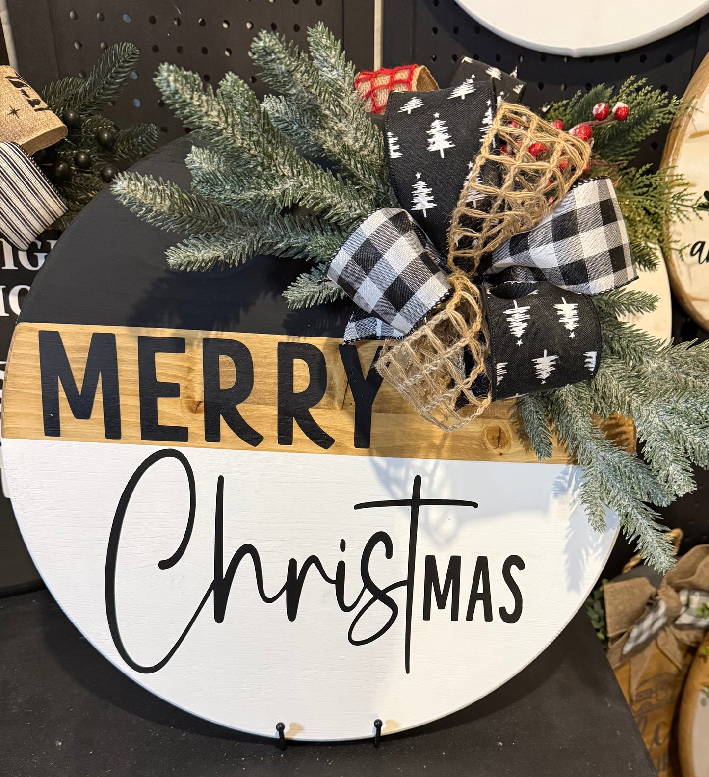 Door Hanger - Merry Christmas - Black and White