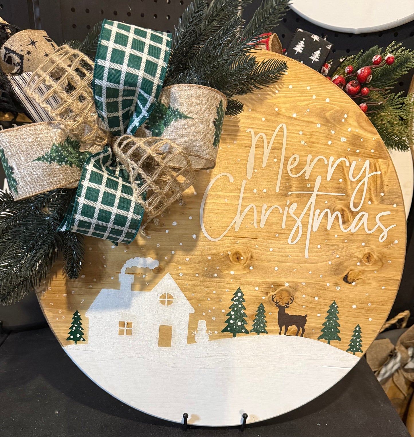 Door Hanger - Merry Christmas with winter scenery