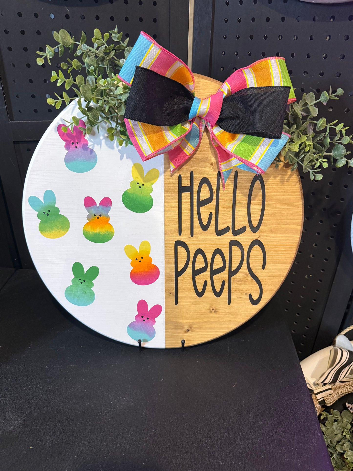 18” Door Hanger - Hello Peeps with ombré peeps.