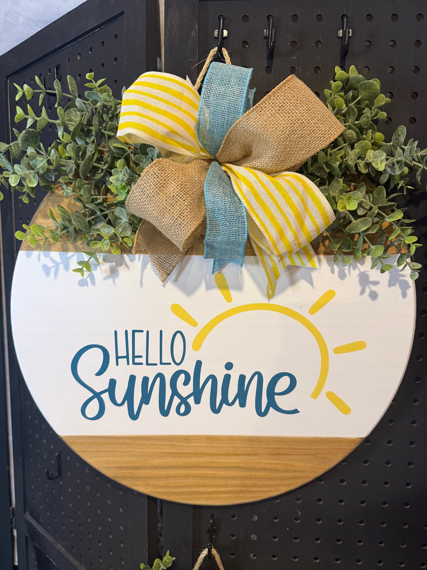 18” Door Hanger - Hello Sunshine - teal and yellow
