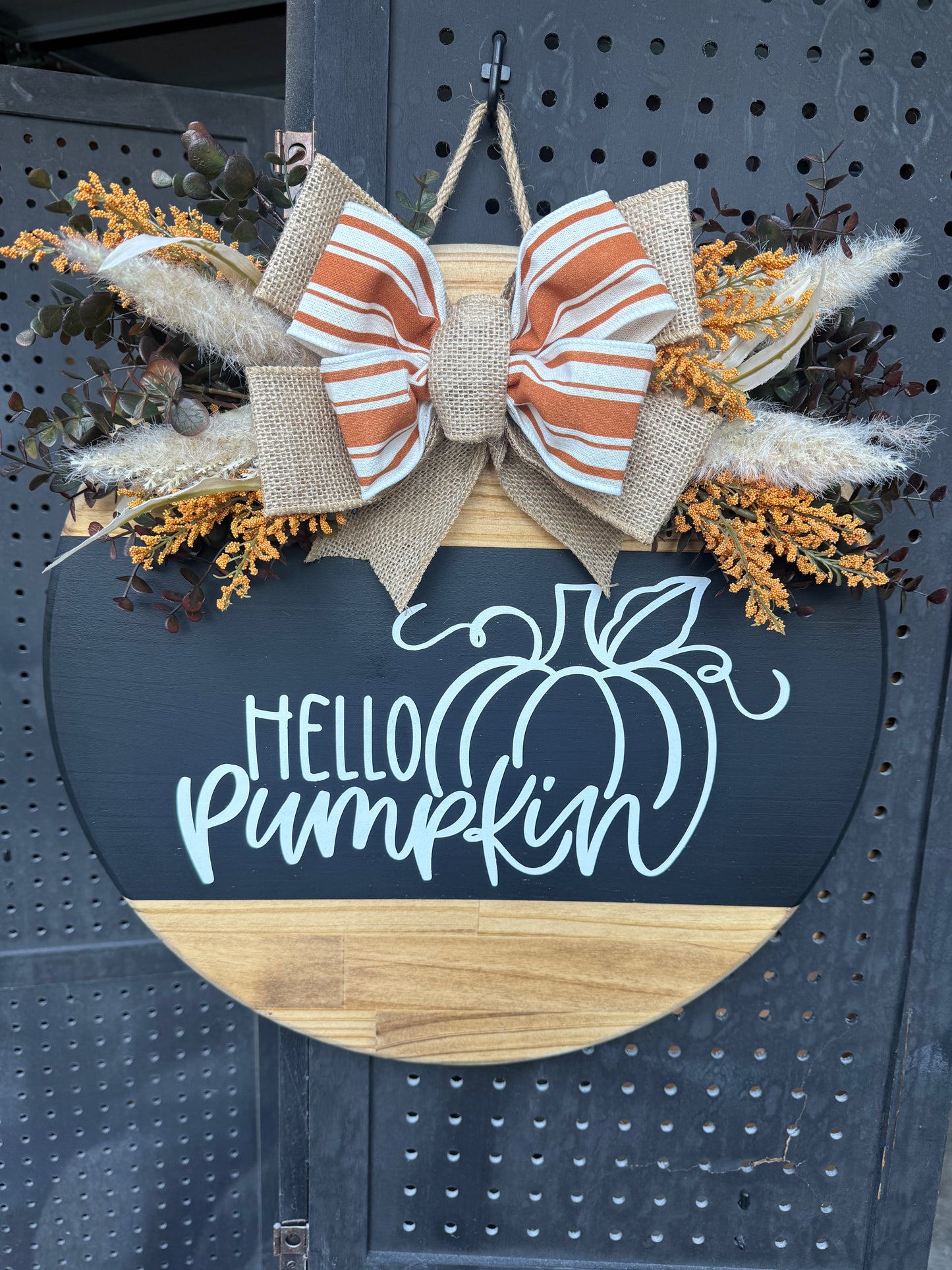 18” Door Hanger - Hello Pumpkin - Orange bow