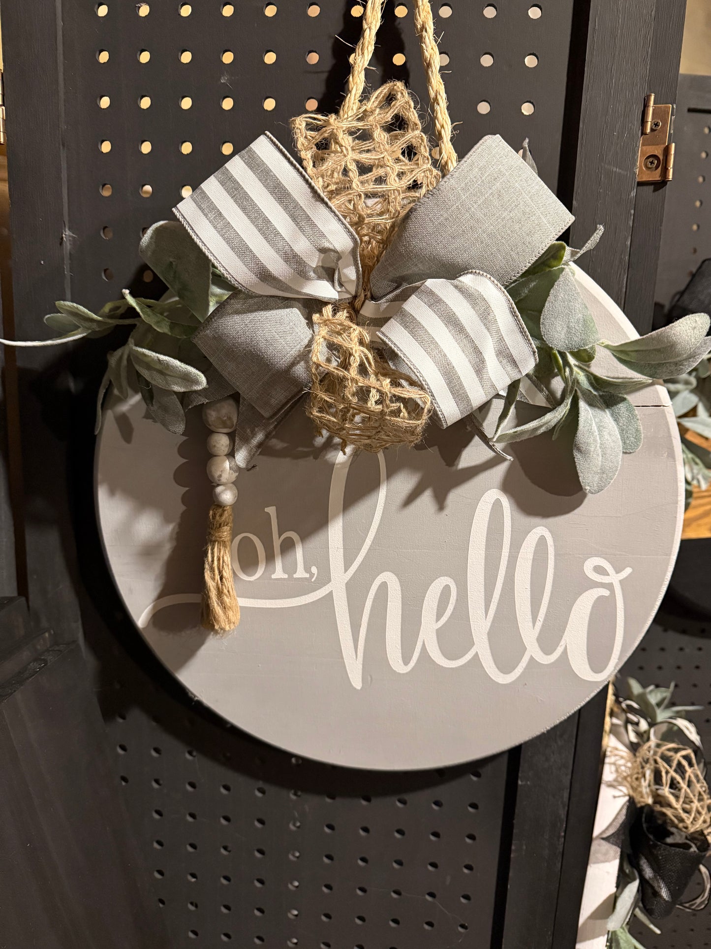 Door Hanger - Oh Hello, gray