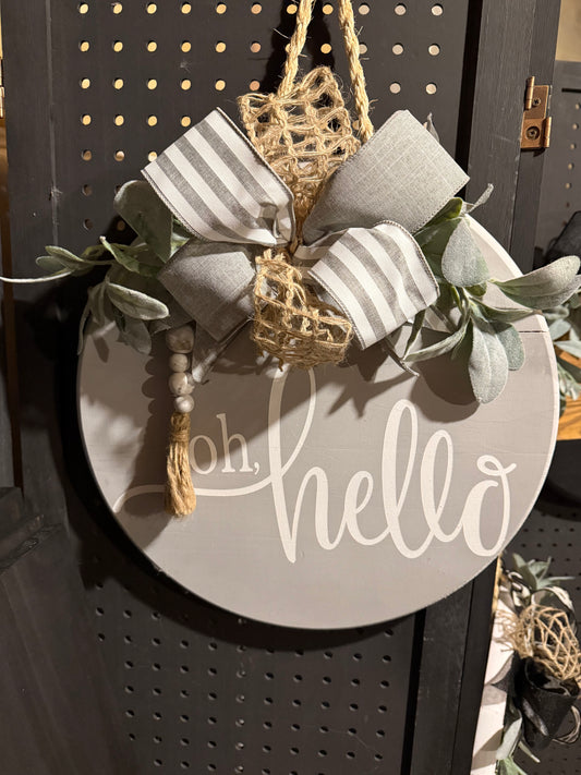 Door Hanger - Oh Hello, gray