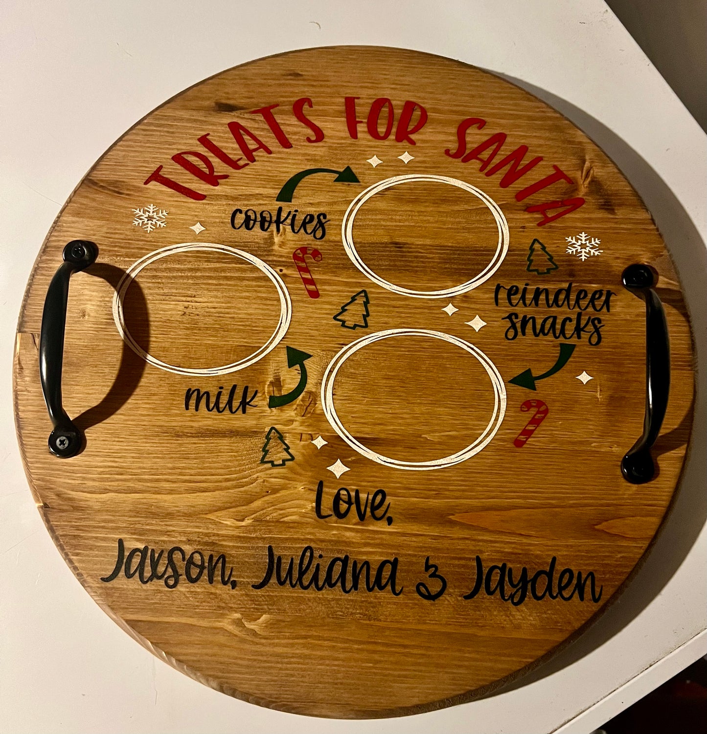 Santa Trays - 18” can add kids names on it. Example - Love Gabby