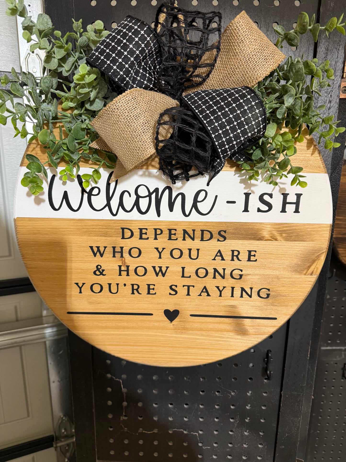 18” Door Hanger - Welcome-ish - white