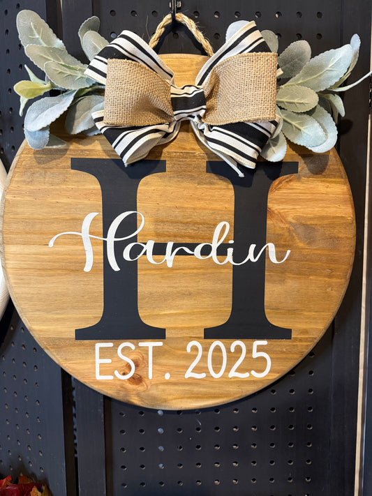 Door Hanger - Initial with last name and date. CUSTOMIZED how you want