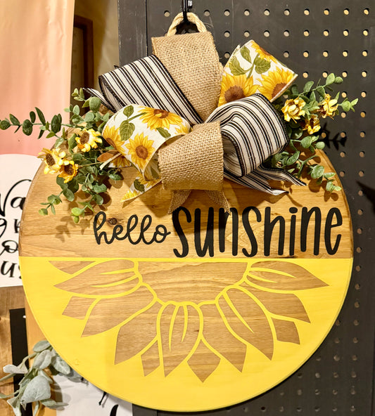 Door Hanger - Hello Sunshine with sunflower