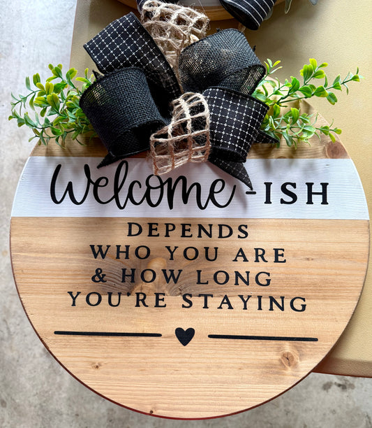 Door Hanger - Welcome-ish - white