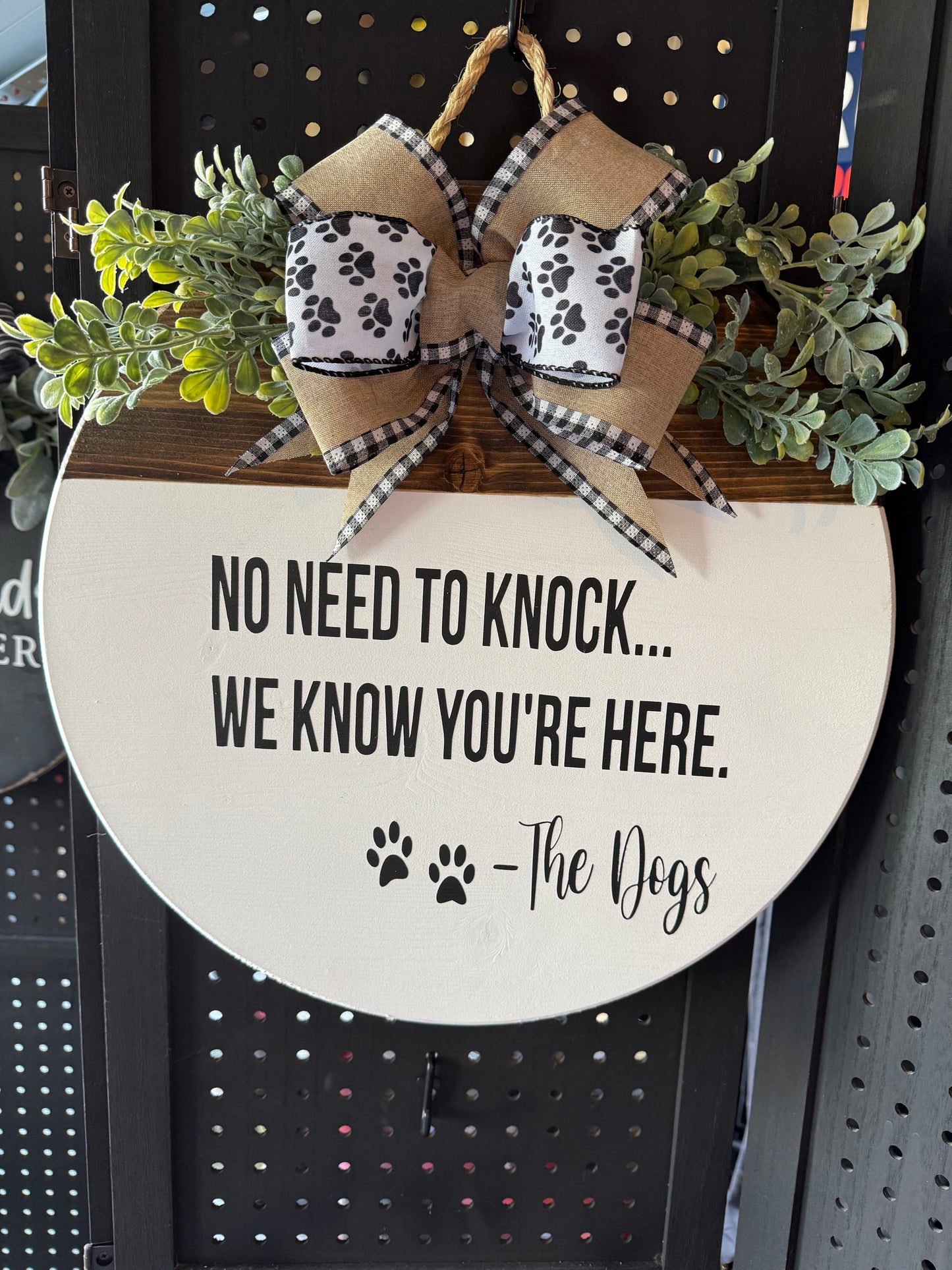 Door Hanger - Know need to knock - white with black font