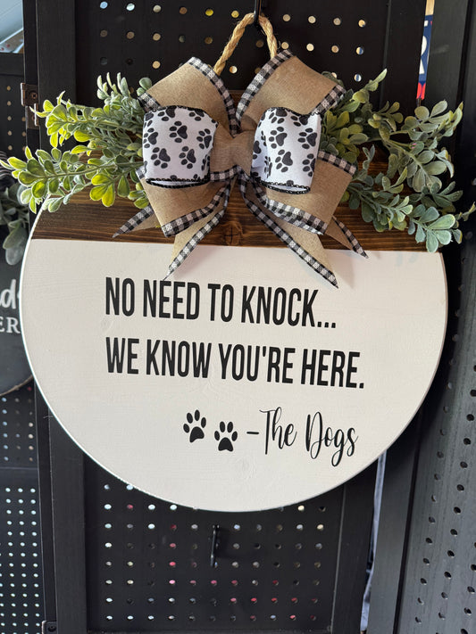 Door Hanger - Know need to knock - white with black font