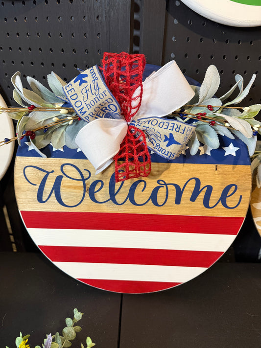 Door Hanger - Welcome flag themed