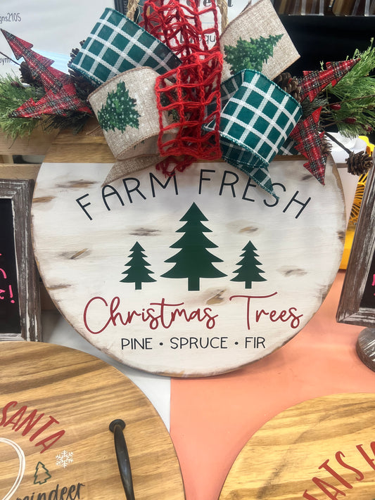 Door Hanger - Farm Fresh Trees - distressed look