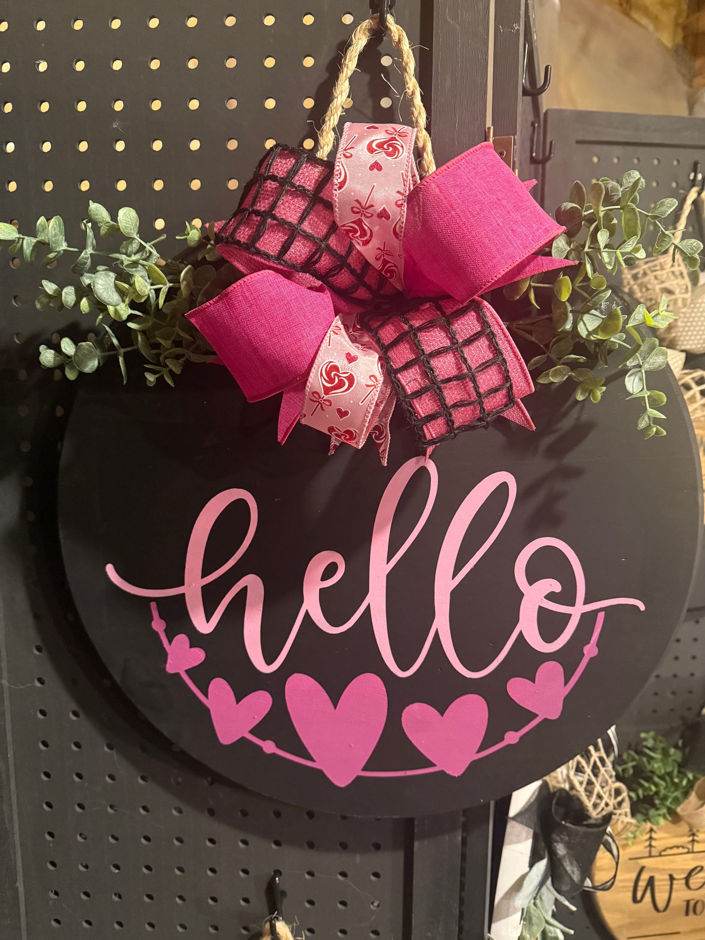 Door Hanger - Hello with hearts