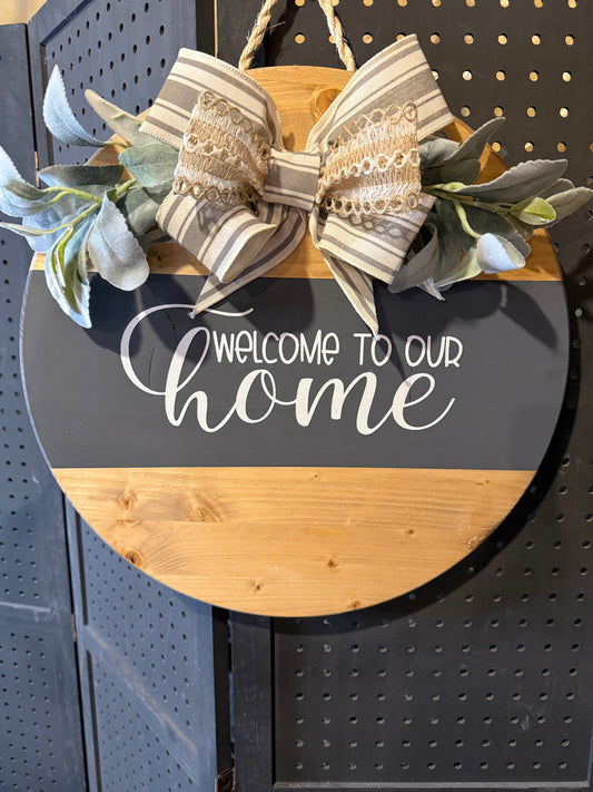 Door Hanger - Welcome to our home - dark gray
