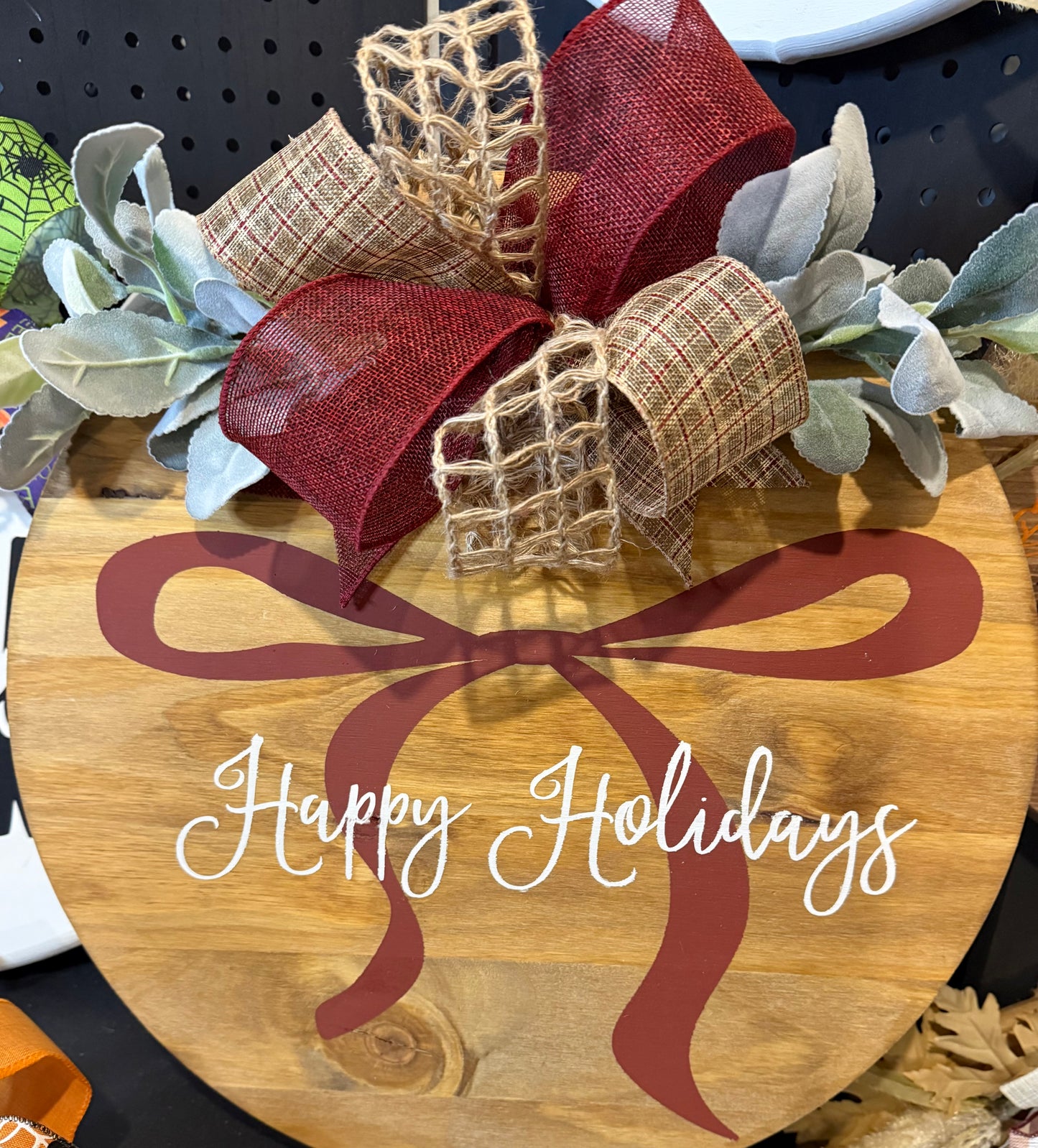 Door Hanger - Happy Holidays with bow.