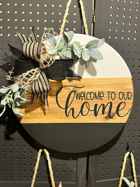 Door Hanger - Welcome to our home - black and white