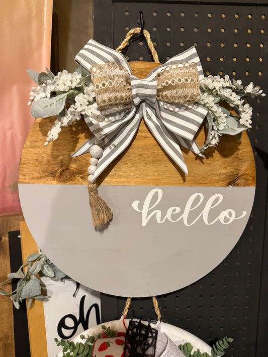 Door Hanger - Hello gray