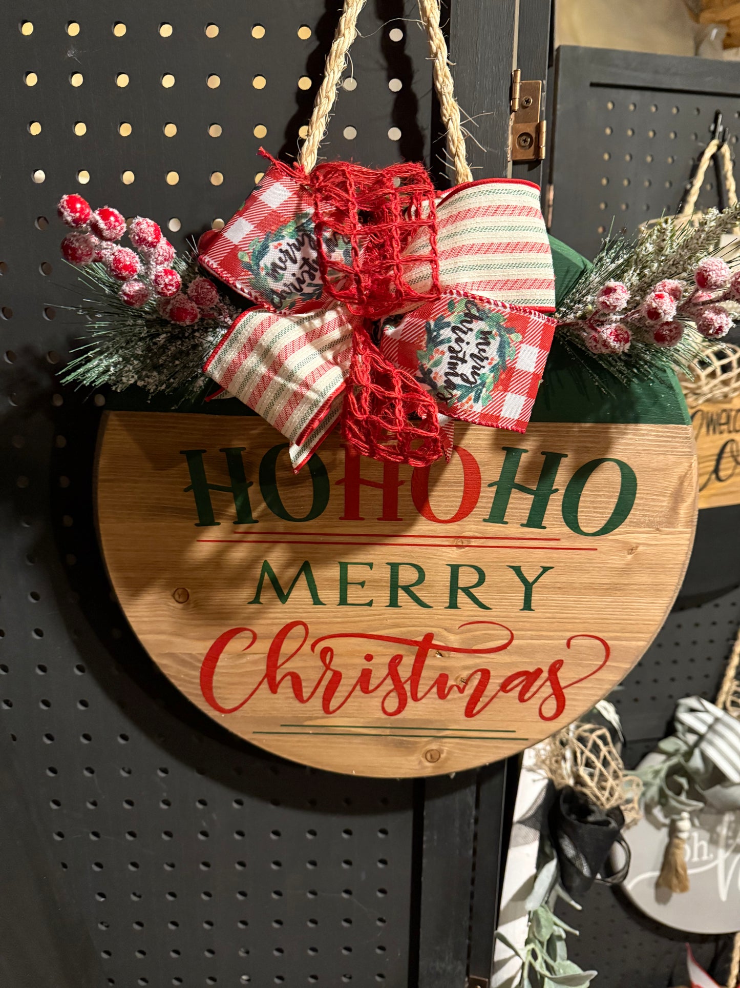 Door Hanger - HoHoHo Merry Christmas, red and green