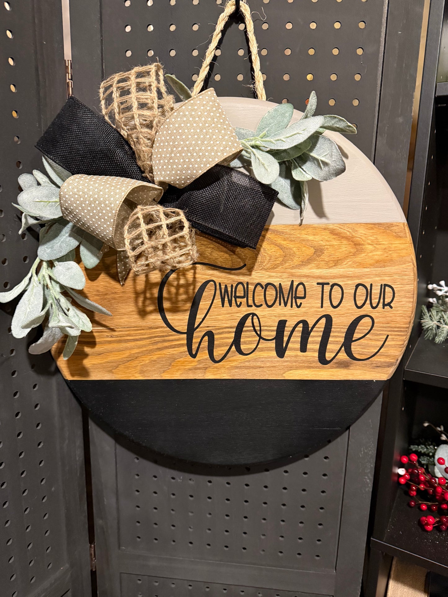Door Hanger - Welcome to our home, black and tan