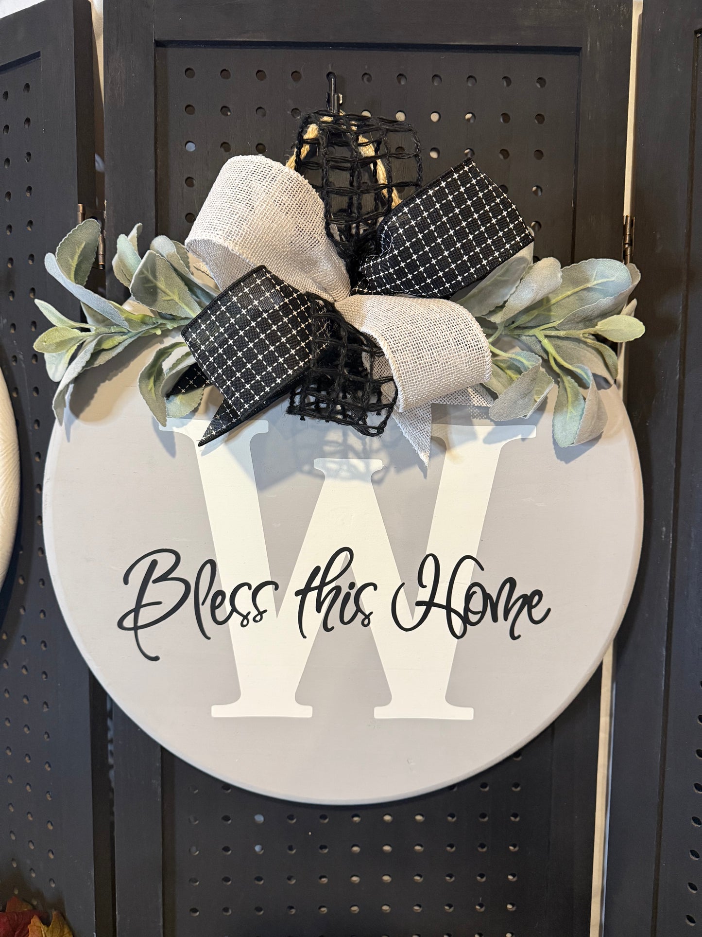 Door Hanger - Initial with bless this home