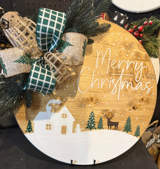 Door Hanger - Merry Christmas with winter scenery
