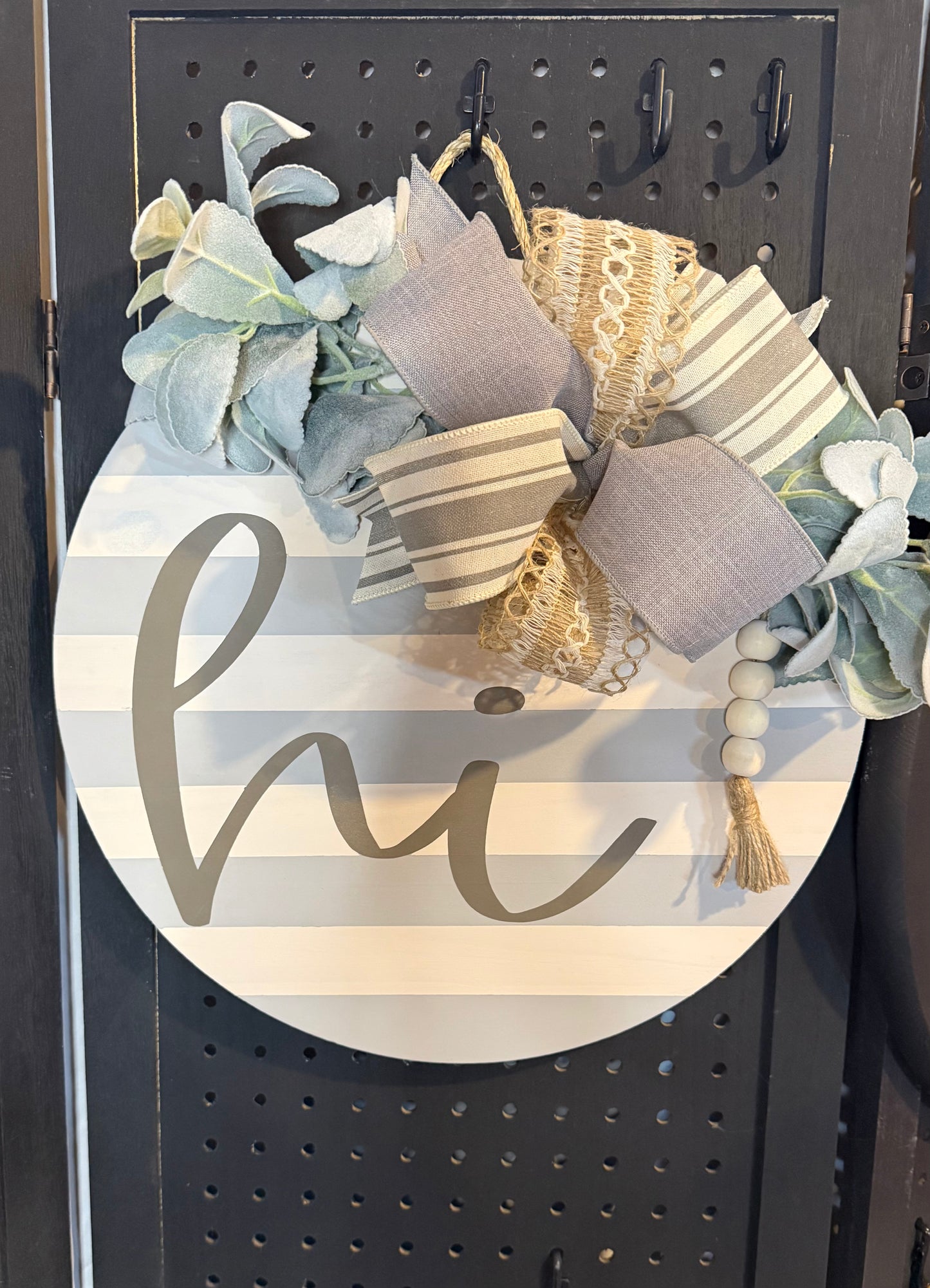 15” Door Hanger - Gray and cream - Hi