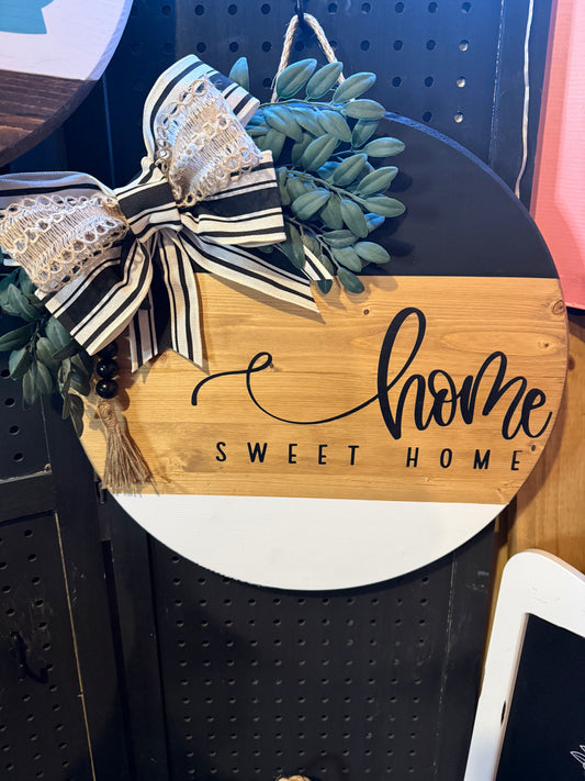 18” Door Hanger - Home sweet home - black and white
