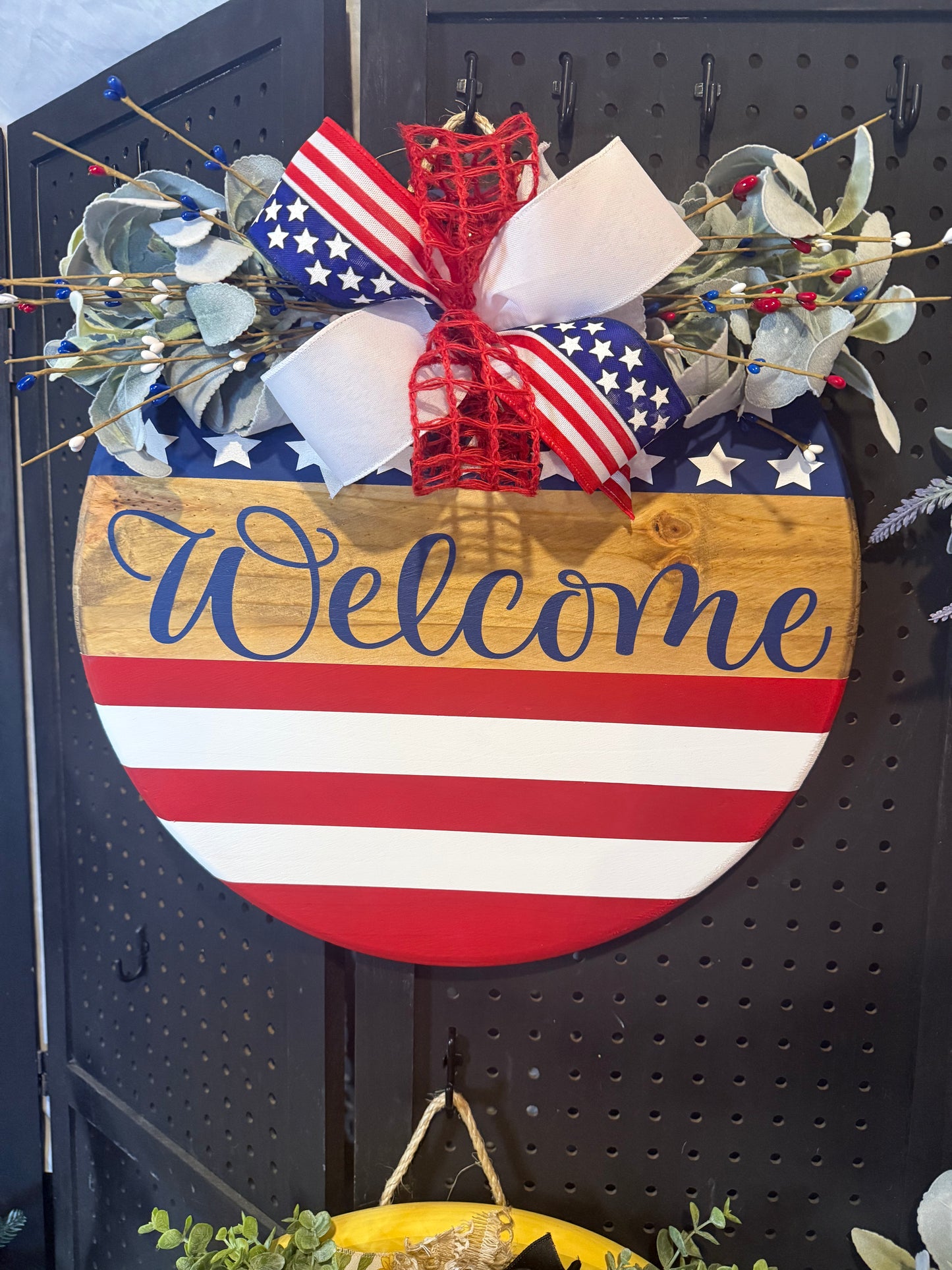 18” Door Hanger - Welcome flag themed