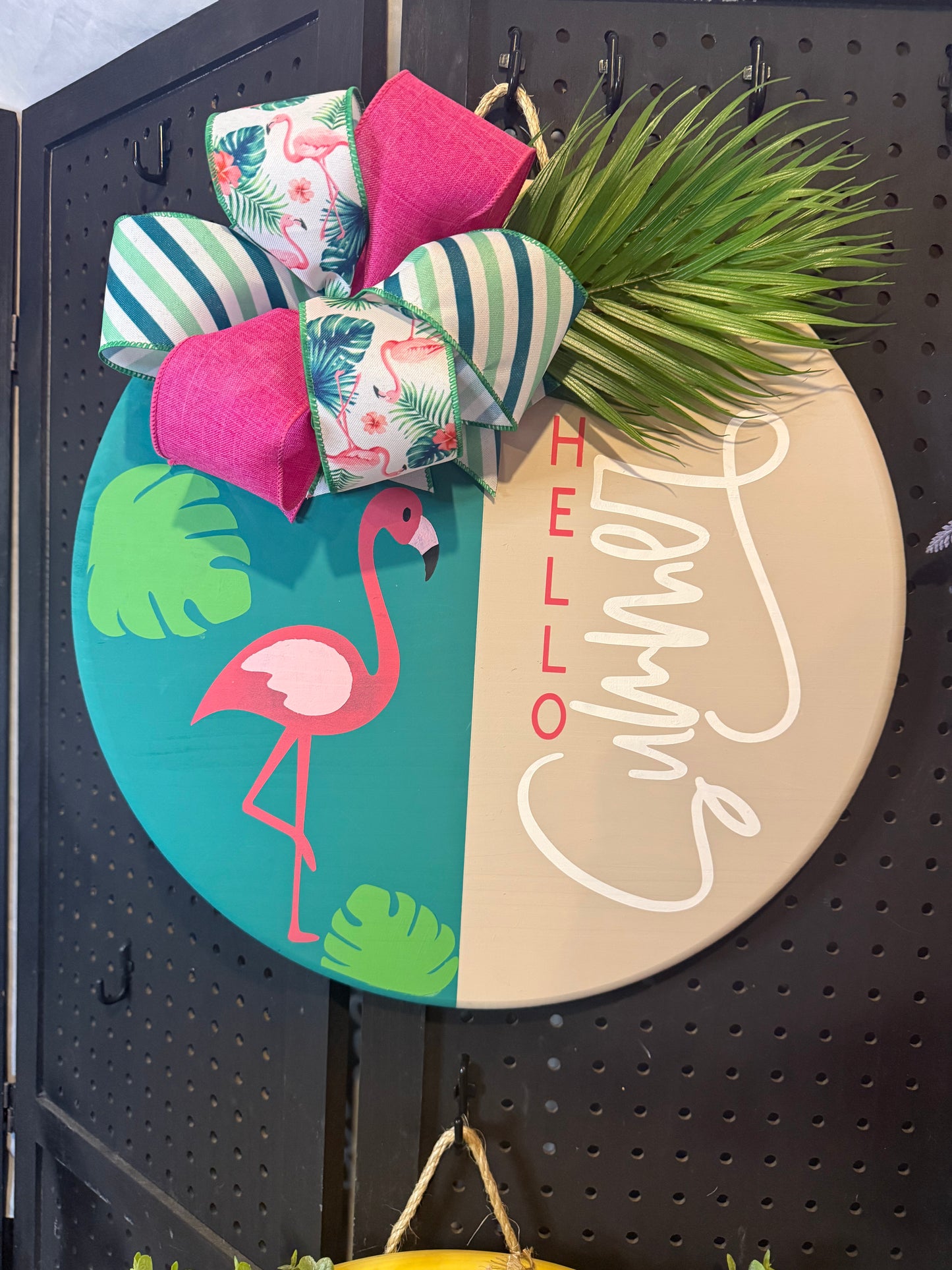 18” Door Hanger - Hello Summer with Flamingo