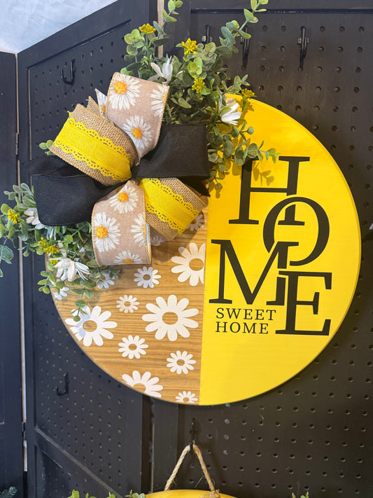 18” Door Hanger - Home sweet Home - yellow and daisy’s