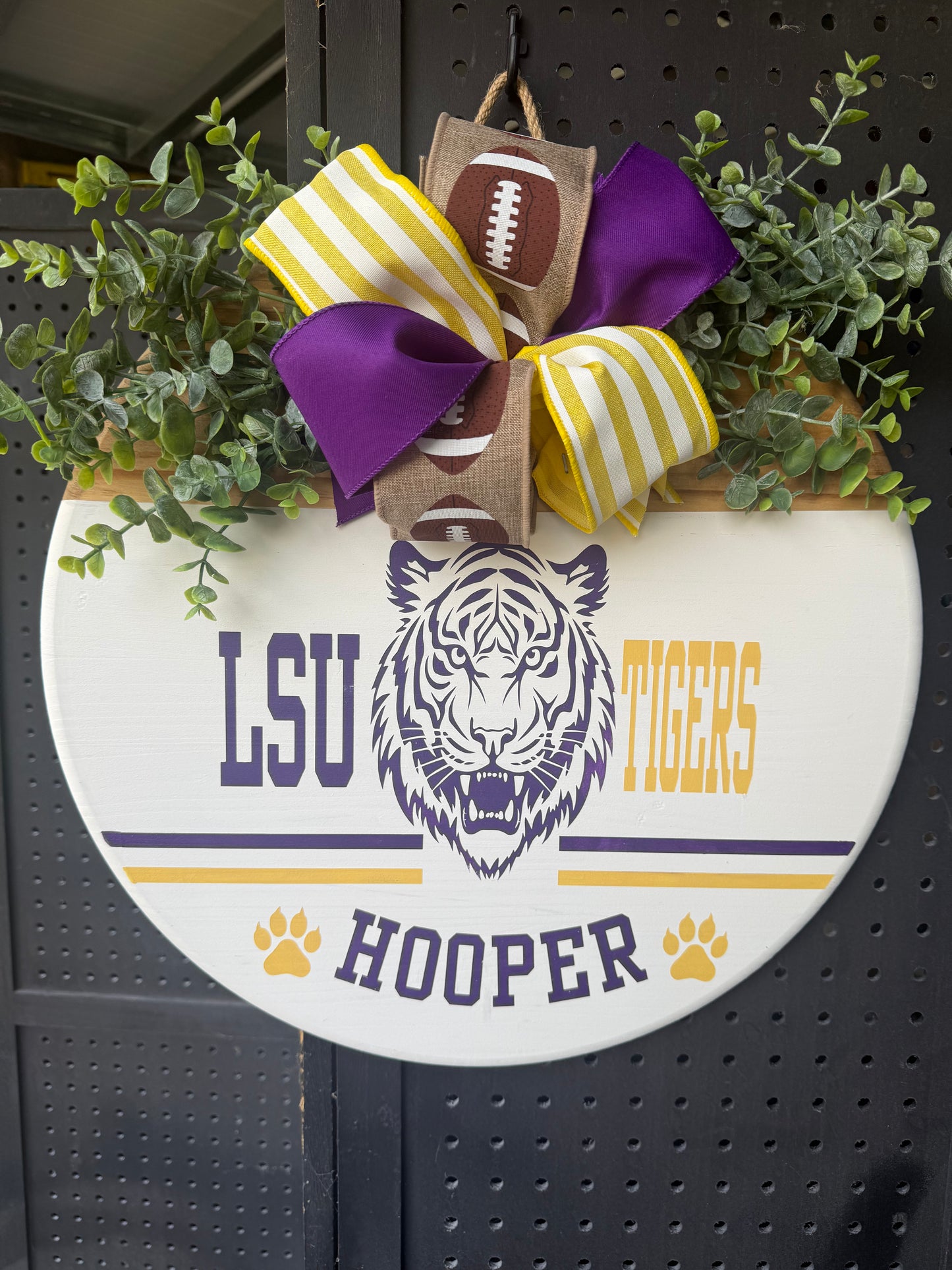 18” Door Hanger - LSU with custom last name