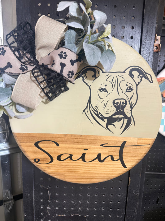 18” Door Hanger - Custom Dog sign with name