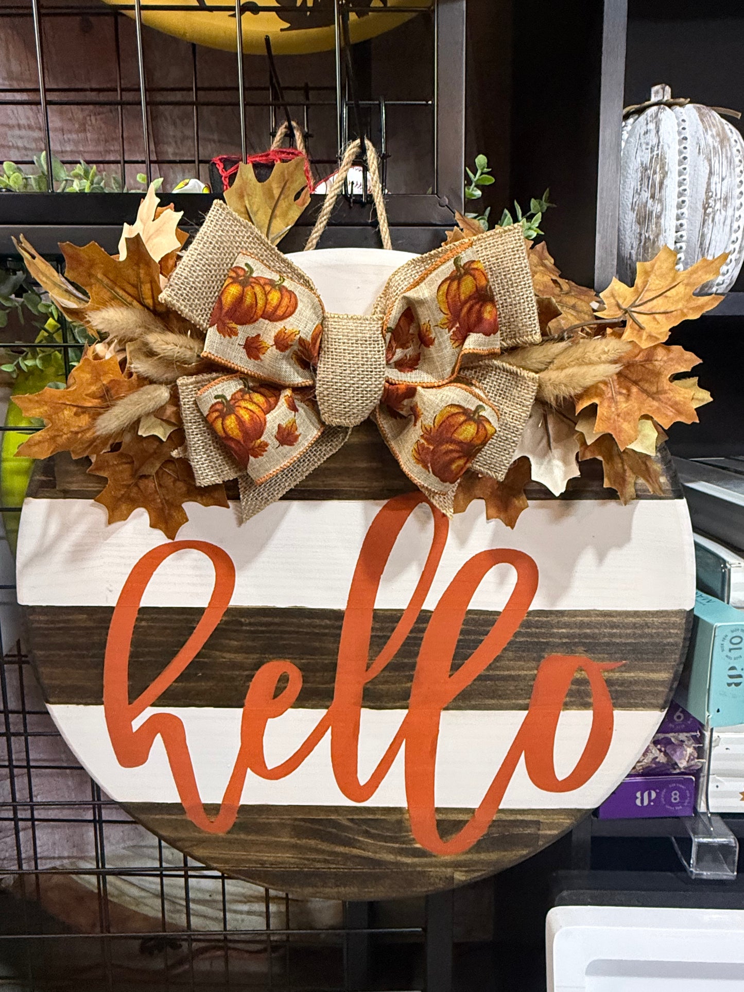 18” Door Hanger - hello with fall accents